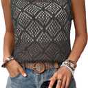 Bosmeer Women's Hollow Sweater Vest Crochet Tank Tops Knit Out Sleeveless Cover Up Summer Boho Top Pullover XL
