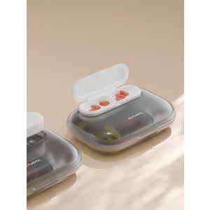 Magnetic Travel Pill Case, Pill Organizer, Portable Daily Pill Case, Medicine Travel Case, 6 Compartments Grey