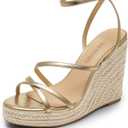 DREAM PAIRS Strappy Espadrille Platform Wedge Sandals for Women Dressy Summer, Comfortable Open Toe Sandals with Cushioned Insole and Ankle Strap Buckle, 8