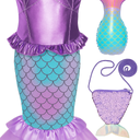Funna Little Mermaid Costume for Girls Princess Dress Up, Mermaid Set, Size 120 