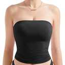 SUUKSESS Women Sexy Tube Top Summer Y2K Going Out Double Lined Basic Tank Top (Medium, 01 Black)