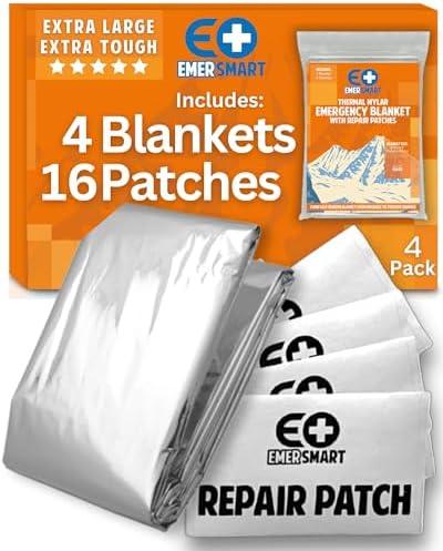 Pack of 2 Camping Emergency Blanket Survival Pack [4] - Thermal Mylar Blanket for Winter - Extreme Cold - Bulk
