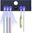 Electric Toothbrush Holder and Cleaner Auto Cleaning and Drying Toothbrushs in Circle Wall Mounted for Bathroom Accessory Auto Open/Close Cover Rechargeable Home Gadgets (Blue)