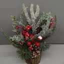 Small Christmas Tree Tabletop Artificial Mini Christmas Tree Decorations with Holiday Ornaments Red Berry Pine Cone Greenery for Home Indoor Fireplace Mantel Xmas Decor (Tree Stump-Red)