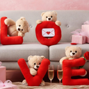 10" Stuffed Love Teddy Bear Plush Table Decoration, Romantic Stuffed Animals Cute Plush Gift for Girlfriend Couples, Valentine Galentines Wedding Party Decor