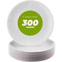 6" Paper Plates Uncoated, Disposable Dessert Plates for Everyday Use, White, Pack of 300ct