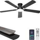 Ohniyou 52'' Low Profile Ceiling Fan with Lights, Remote/APP Control, Black
