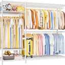 Ulif F7 Plus Garment Rack, Heavy Duty Clothes Rack, Clothing Racks for Hanging Clothes, 6-Tiers Freestanding Portable Closet Storage Rack 68'' W 14.6'' D 76.6'' H, Max Load 850 Lbs, White