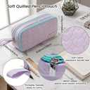 Pencil Case Pouch, Soft Quilted Pen Bag with Zipper, Small Pencil Organizer, Cute Aesthetic School Supplies for Teen Girls Adults, 9.06" × 3.94" × 2.56"