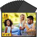 YixangDD 15 Pack Magnetic Picture Frame, 4 x 6 Inches Fridge Magnetic Photo Frames, Magnetic Photo Frames for Refrigerator, Home, School, Office (Black)