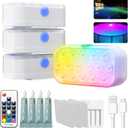 Pool Lights, Upgraded Rechargeable Submersible LED Lights with 16 High-Brightness LEDs, IP68 Waterproof 20 Colors Hot Tub Underwater Pool Light for In-Ground & Above-Ground Pools, Bath, Party, Pack of 4  