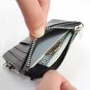 Boshiho Saffiano Leather Credit Card Holder Coin Change Purse with Key Ring Keychain