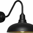 14" Outdoor Gooseneck Barn Light – Industrial Black Wall Mount Fixture, Weatherproof and Rust-Resistant, Vintage Farmhouse Style for Garage, Porch, or Patio – 1 Pack