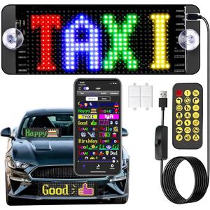 Programmable LED Signs - 7 "x3 Customizable Text and DIY Animated Car Signs,USB 5V Flexible LED Matrix Panel Bluetooth APP Controls Custom Text Pattern Animated Light,Shops,Cars,Hotels