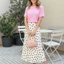 GORGLITTER Women's Polka Dots Maxi Skirt Vintage Elegant Pencil Flowy Long Skirts (L)
