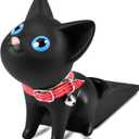 Cute Cat Door Stopper Decorative Non-Slip Floor Protector - Scratch Resistant Door Wedge Holder for Hardwood Tile Carpet All Floor Types Safe Creative Pet Friendly Design (Black)