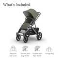 UPPAbaby Vista V3 Full-Size Single-to-Double Stroller System, Toddler Seat, Bug & Rain Shields, Storage Bag Included, Evelyn (Meadow Green/Graphite Frame/Chestnut Leather)