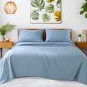 SONORO KATE 100% Egyptian Cotton Sheets - 1200 Thread Count, Luxury & Cooling Hotel Cotton Bed Sheets Set 4 Piece, Sateen Weave for Soft Feel, Fits Upto 16" Mattress (French Blue, Queen)