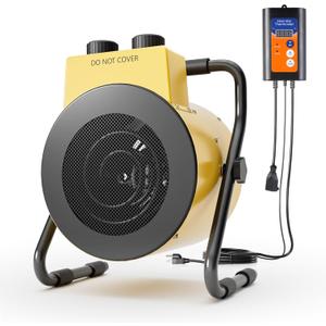 Greenhouse Heater with Thermostat, 1500W Electric Outdoor Heaters for Patio, Overheat Protection, Fast Heating, IPX4 Waterproof, Green House Heaters for Plants, Grow Tent, Outdoor, Yellow