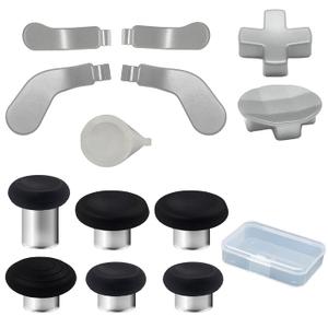 13 in 1 Metal Thumbsticks for Xbox Elite Series 2 Controller,Elite Series 2 Core Controller Accessories,Replacement Magnetic Paddles Kit,with 6 Joysticks,4 Paddles,2 D-Pads,1 Tool(Silvery)