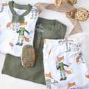 HonestBaby Family Matching Holiday Pajamas 100% Organic Cotton for Men, Women, Kids, Toddlers, Baby Boys, Girls, Unisex, Pets (3-6 Months, Foxy Green)