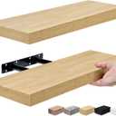 Sorbus Floating Shelves for Wall – 16 Inch Floating Shelf for Kitchen, Bedroom, Living Room, Bathroom, Home & Wall Decor - Mounted Bathroom Shelves with Invisible Brackets (Maple Wood, 2 Pack)