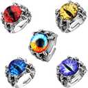 Gothic Stainless Steel Evil Eye Rings Vintage Biker Punk Dragon Claw Gem Stone Ring (5pcs set)
