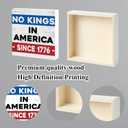 5 x GoldenFleece 4th of July Patriotic Desk Sign No Kings In America Since 1776 Square Memorial Day Decoration Independence Day Decor Rustic Retro July 4th American Flag Table Decorations Wooden Box Sign