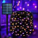 200LED Solar Halloween Lights78FT Orange& Purple String LightsSolar Fairy Lights with 8 Modes Halloween Lights Outdoor Waterproof for Bedroom Patio Garden Party Yard Decoration