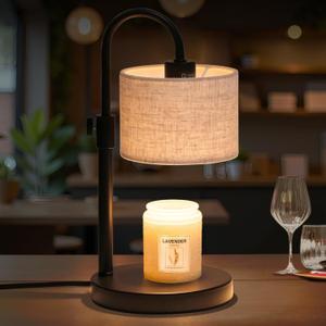 FINCMY Candle Warmer Lamp with Timer, Dimmable Candle Wax Warmer Candle Lamp Warmer with 2 Bulbs, Mothers Day Gifts Birthday Gifts for Women Bedroom Home Decor (Linen-Upgraded)