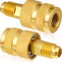 2 Pcs Universal Refrigerant Brass Adapter 1/4" Female to 1/4" Male Thread Adapter Heavy Duty HVAC Quick Connect Fittings Low Loss for Refrigerant Tanks Mini Split Systems