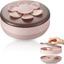 2-Layer Snack Box and Serving Tray with Lid and 6 Petal-Shaped Fruit Forks, 7-Compartment Organizer for Candy, Fruits, Nuts, Charcuterie, Ideal for Party and Entertaining