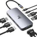 LIONWEI USB C Docking Station Dual Monitor, Laptop Docking Station 3 Monitors Quadruple Display with Dual 4K HDMI, DP, VGA, 100W PD, 3 USB C/A 2.0, Laptop Dock for Dell, Lenovo, HP, Surface