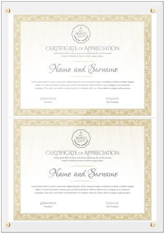 Briwooody 14 x 20 Acrylic Double Diploma Frame for Two 8.5 x 11 Diplomas, Certificates, Degrees, Documents Wall Mount Picture Frame Self Adhesive Floating Frameless Photo Display(Clear)