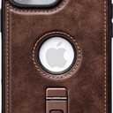 Bullroye for iPhone 16 Pro Case Leather with Stand, Strong Magnetic Fits for MagSafe (Cocoa, iPhone 16 Pro)