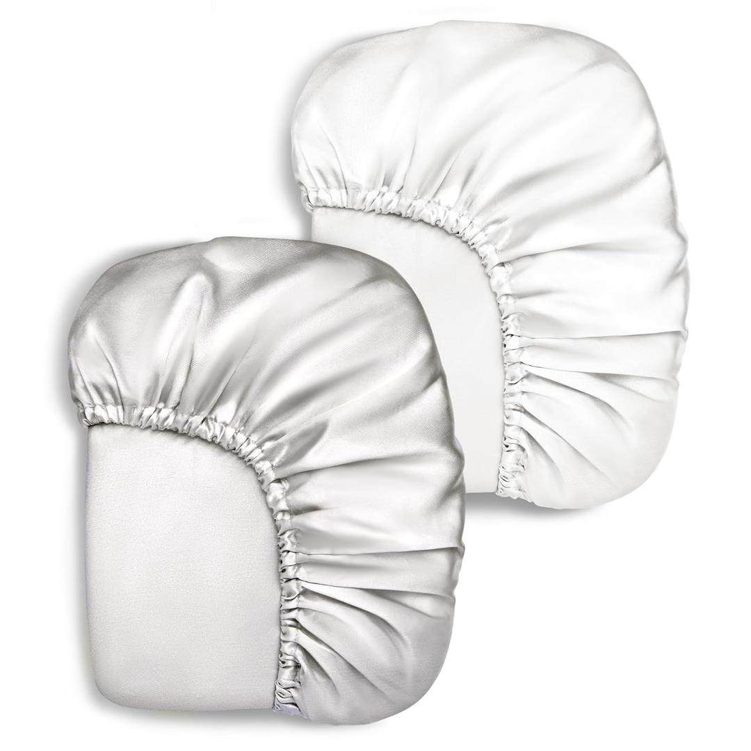 Pro Goleem Satin Pack n Play Playard Sheet Fitted 2 Pack Great for Baby Hair Silk Feeling 27x39 Inch Portable Mini Crib Sheet Playard Mattress Cover Unisex White and Gray