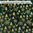 Fur Table Runner,Table Runners 14x72 Inches,Snow Table Runner,Green and Gold Print Decorations for Party Birthday Friends Giving Wedding Dinning Table (Green)