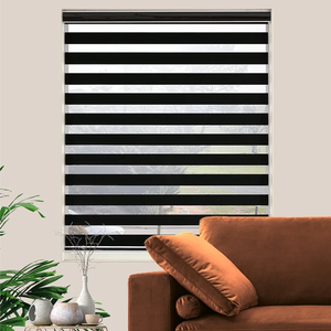 Blackout Zebra Blinds, Dual Layer Free-Stop, Room Darkening Zebra Shades, Blinds for Indoor Windows, Light Filtering Privacy Sheer Shade for Home(26" W X 72" H, Black)