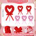 6 Pcs Valentines Day Tree Picks Large Red Pink Heart San Valentine Ornaments with Bow for Valentine's Day Tree Topper Decor Wedding Flower Arrangements Party Crafts Supplies