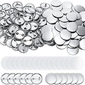 600 Pieces Blank Button Making Supplies Round Badge Parts Metal Pin Button Kit for Badge Make Machine, Including Metal Shells Back Cover and Clear Film(1 Inch)