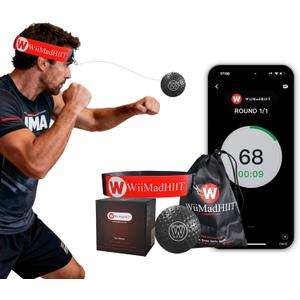 Boxing Reflex Ball with Punch Counter App, Fun Punch Game with Headband, Hand Eye Coordination Training | Boxing Equipment, Fitness Gift Ideas for Teen Boys and Anyone into MMA Training (Black)