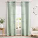 Nanspring Aqua Green Linen Curtains 84 Inch Length 2 Panels Set for Living Room Rod Pocket Back Tab Light Filtering Window Drapes for Bedroom Dining Room Protect Privacy Modern Farmhouse Decor 52x84