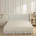 Bed Skirt King Size Ruffled Bed Skirt with Split Corners, Ivory King Bed Skirts 16 Inch Drop, King Size Bed Skirting with Platform, 16'' King