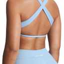 Aoxjox Women's Workout Sports Bras Square Neck Emma Cross Back Fitness Training Gym Bra Yoga Crop Tank (Airy Blue, XS)