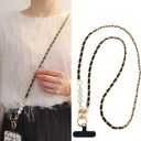 Fashion Black Pearl Cell Phone with Lanyard Pearl Clip Design,Beach Vacation Essentials,Fashionable Cell Phone Chain and Purse Straps Replacement Crossbody