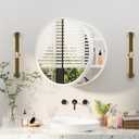 Round Medicine Cabinet Mirror, Bathroom Mirror Wall Cabinet with Storage and Shelf, Surface Wall Mounted,Arched Cabinet Makeup Vanity Mirror for Bedroom, White (Medicine Cabinet-wh)