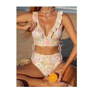 Floral Swimwear for Women, Pink (Small)