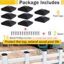 Goovilla 6x6 Post Caps Black(Actual 5.5" x 5.5"), 8 Pack Fence Post Caps with 16 Screws and Easy Installation, Sturdy Waterproof Plastic Deck Post Caps with Frosted Finishing Touch, Protect Wood Post