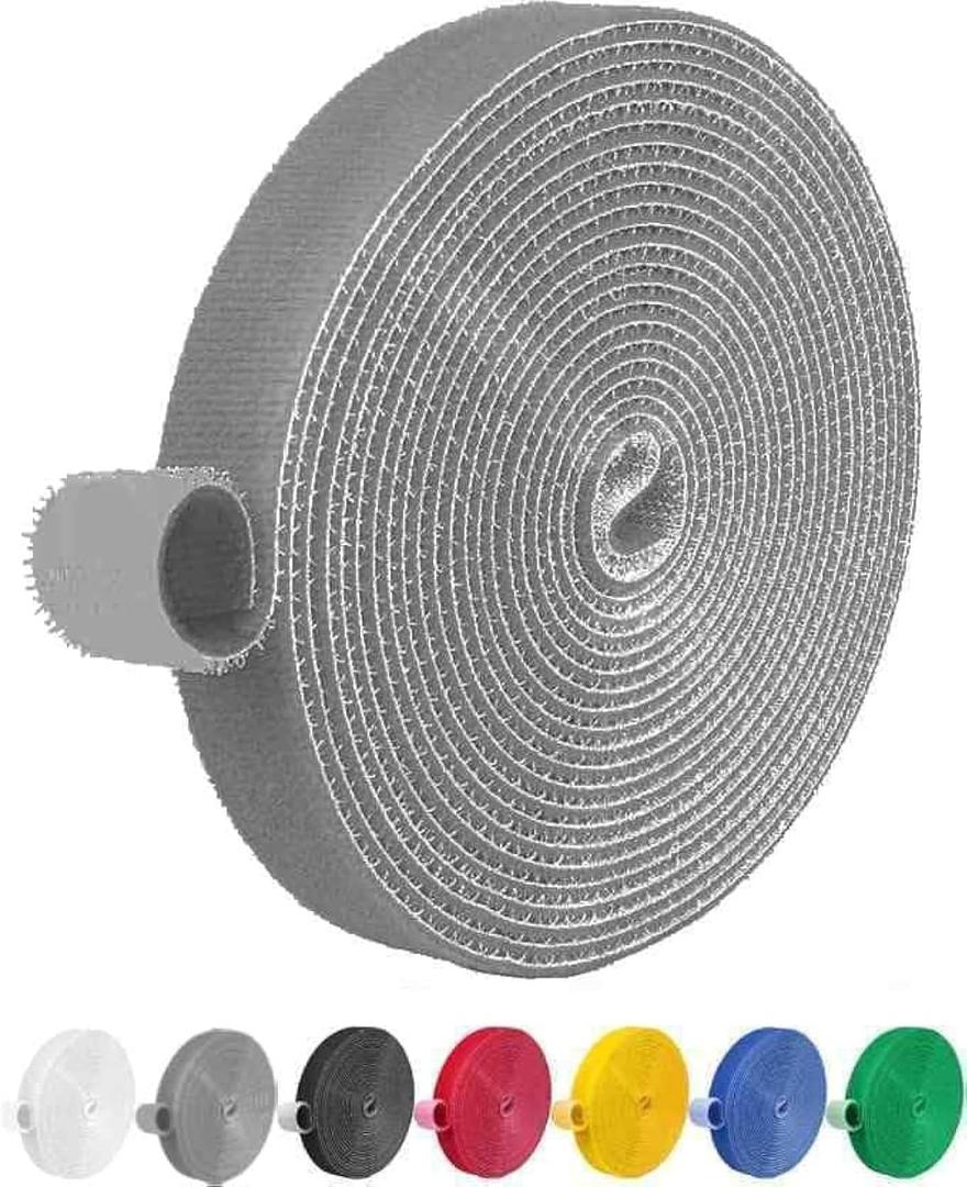 IFNOW 32FT Reusable Fastening Tape Cable Ties Double-Sided Hook-and-Loop Cable Management Tape Strength and Durability 0.4''/Width (1, Gray)