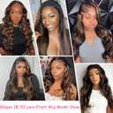 13x6 Ombre Lace Front Wig Human Hair 1B/30 Body Wave Lace Frontal Wigs Human Hair Pre Plucked 180% Density Highlight HD Lace Front Colored Wig Human Hair Glueless Balayage Wig for Women 20 Inch